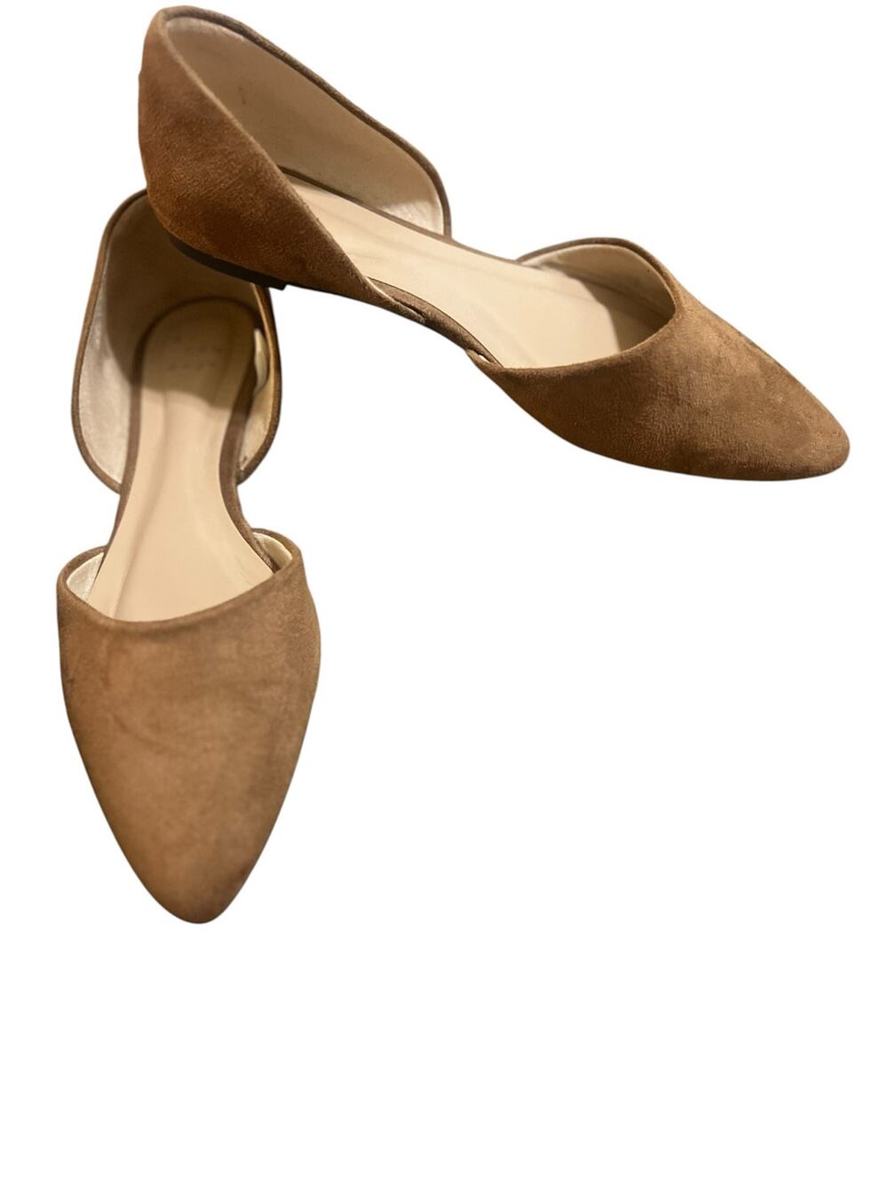 A New Day Women's 8 Brown Preppy Julie Faux-Suede Pointed Toe Ballet Flats